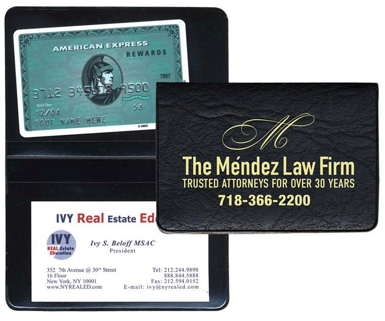 Executive Vinyl Fold Over Card Cases with Two Clear Pockets 2