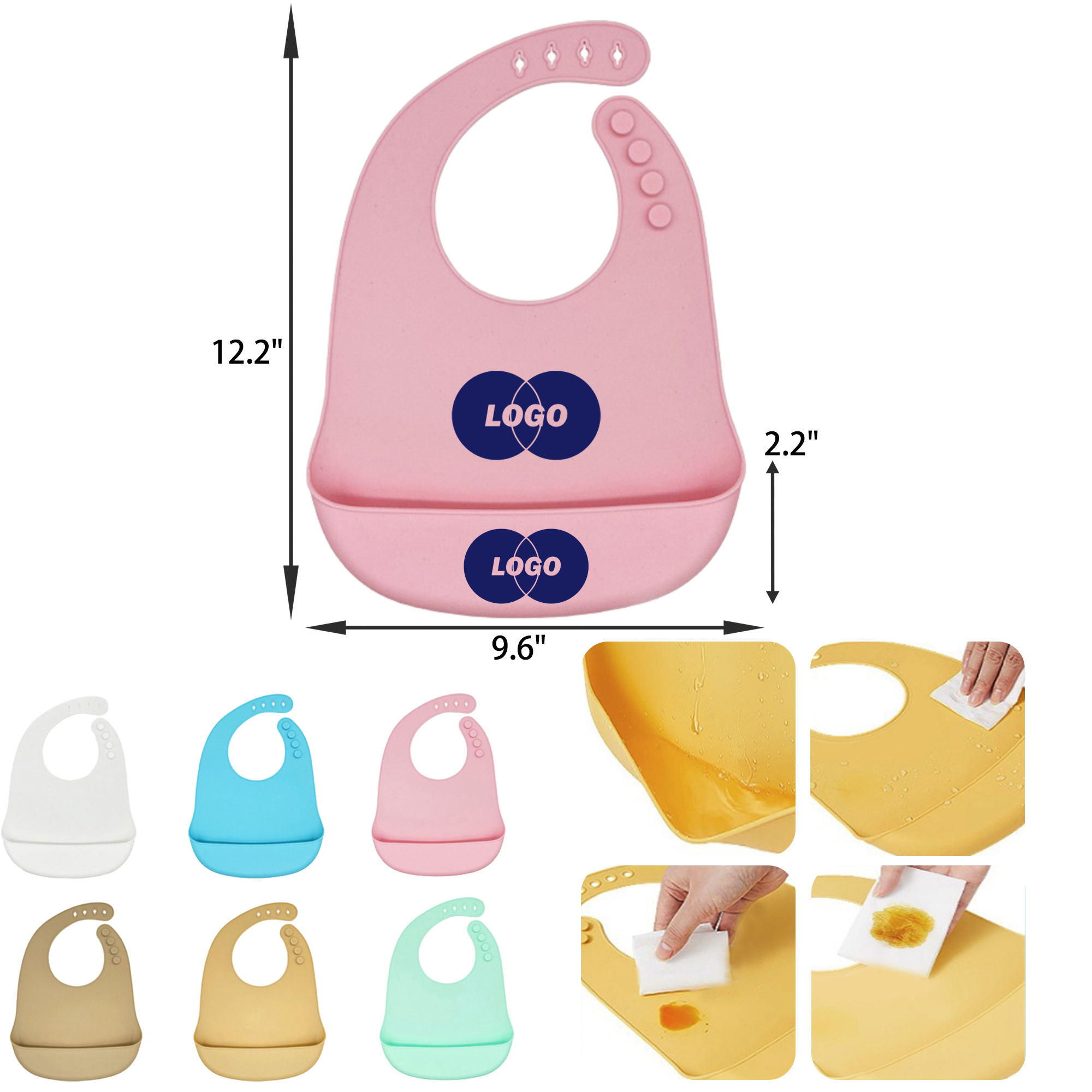 MOQ 50 Flexible Adjustable Silicone Toddler Feeding Bib 2
