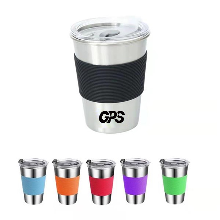 12oz Stainless Cup With Sliding Lid Anti-hot Mugs Anti-slip