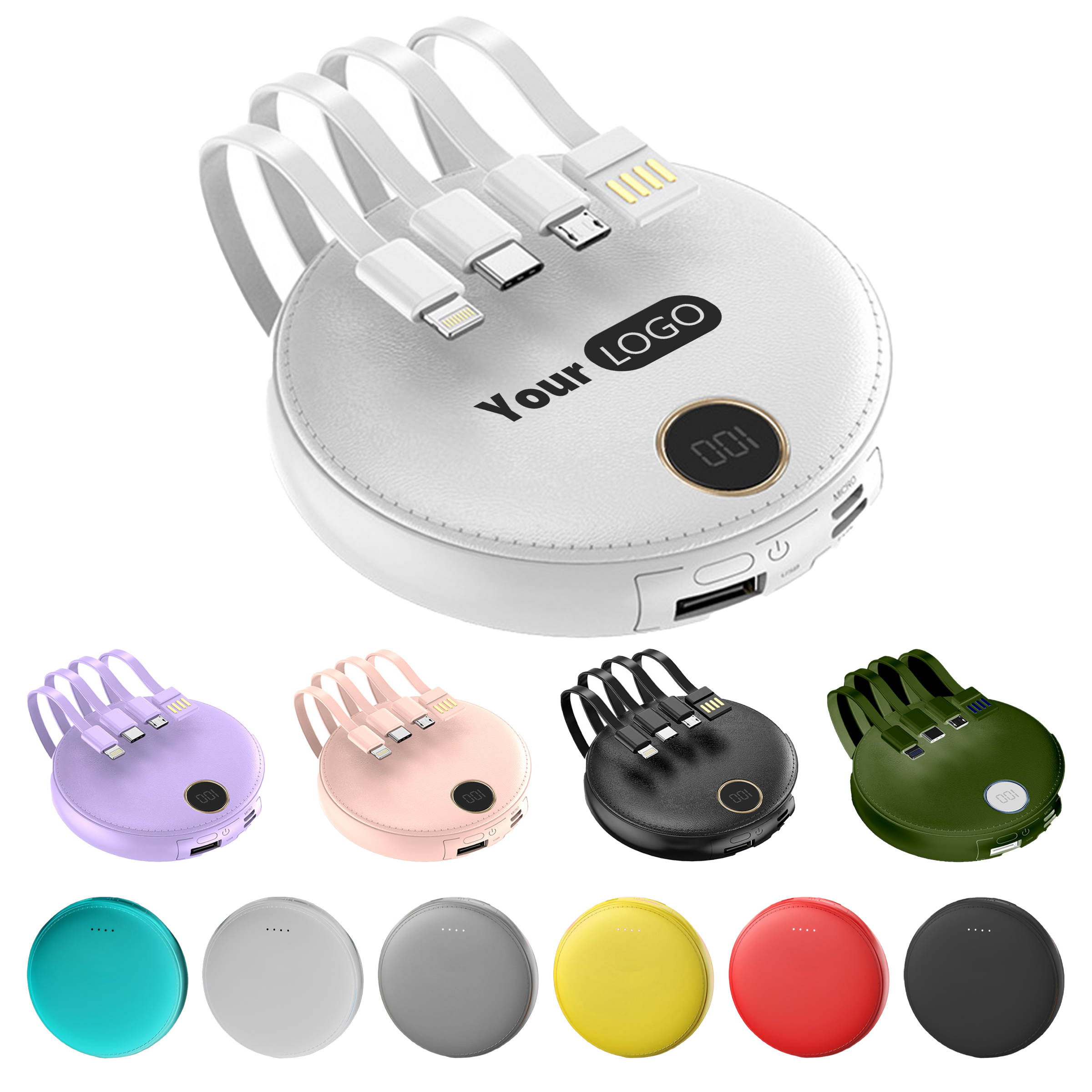 Plastic High-Capacity Power Bank With Digital Display And Integrated Cables 2