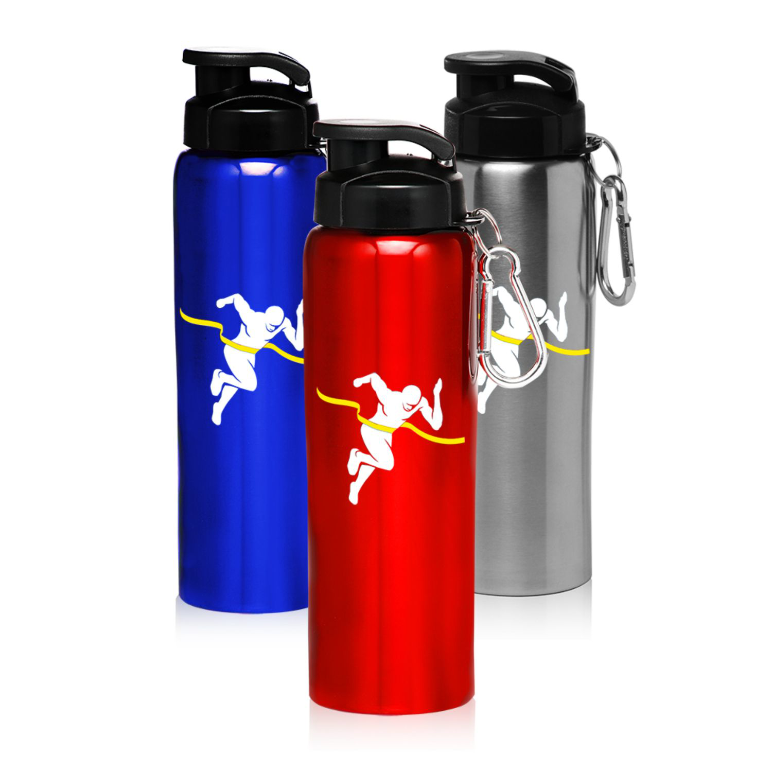 27 oz. BPA free Stainless Steel Sports Bottles w/ Carabiner, custom water bottle with logo imprint 2
