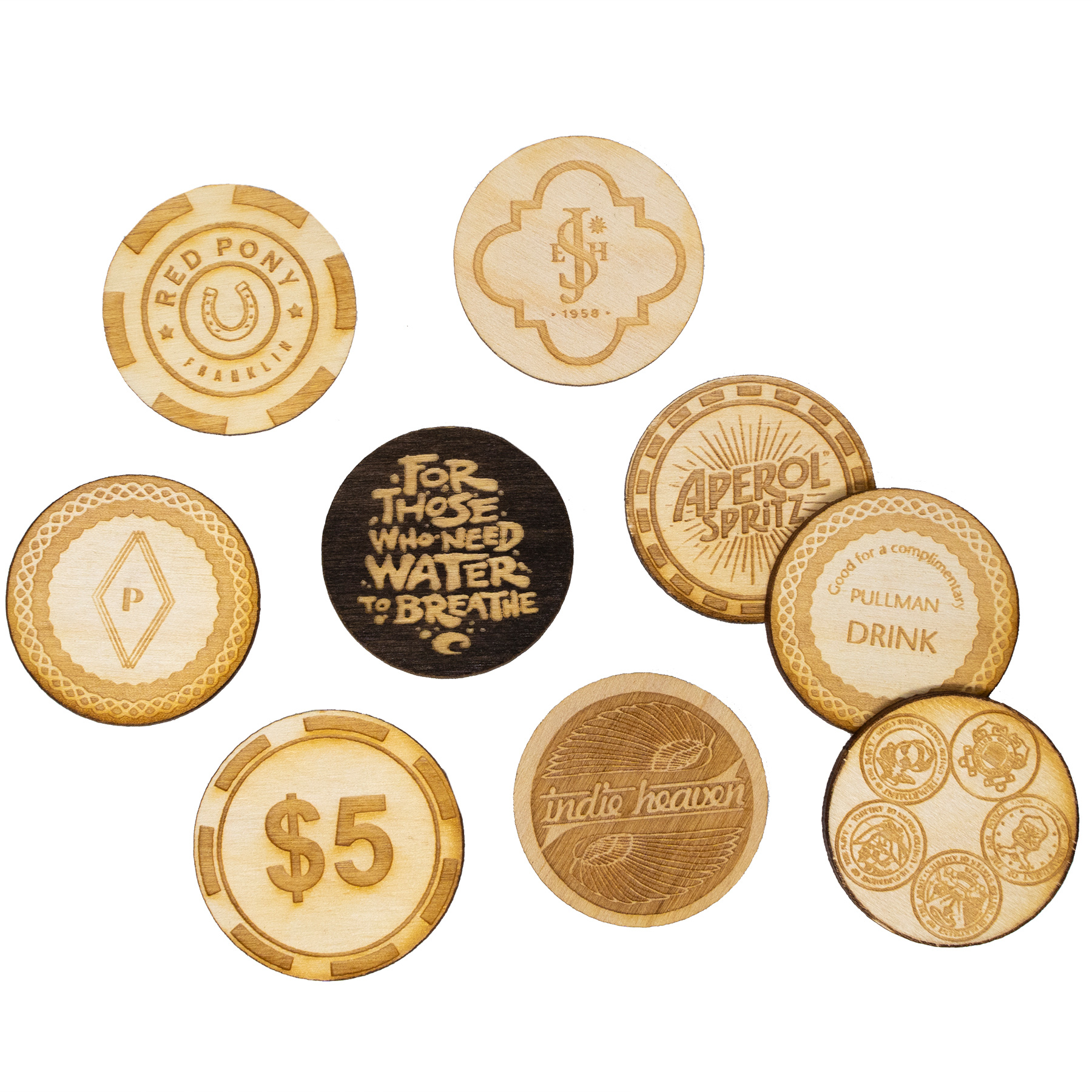 Wood Poker Chips: 1 Side Imprint 6