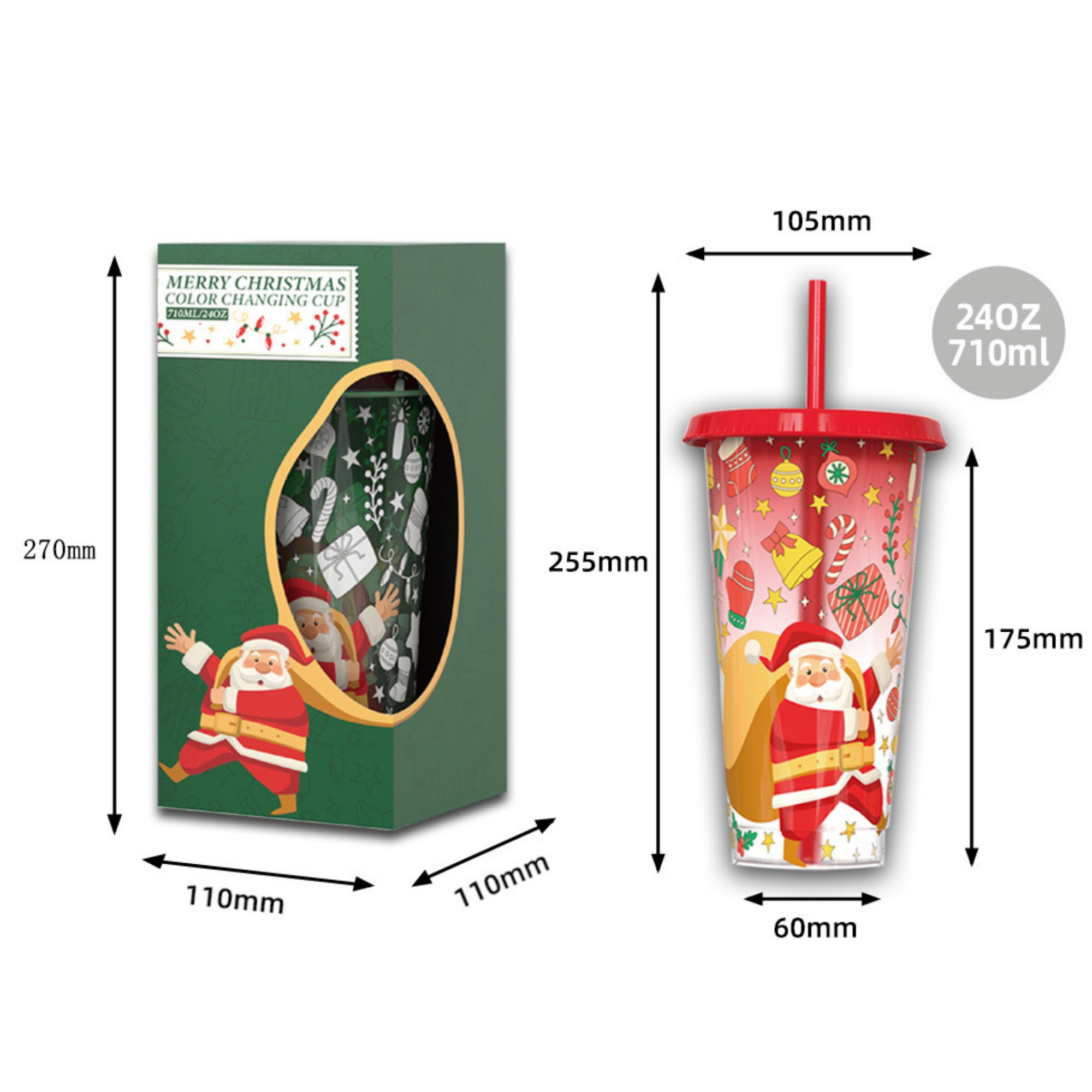 Pack Of 2 Christmas Color Changing Cups 5