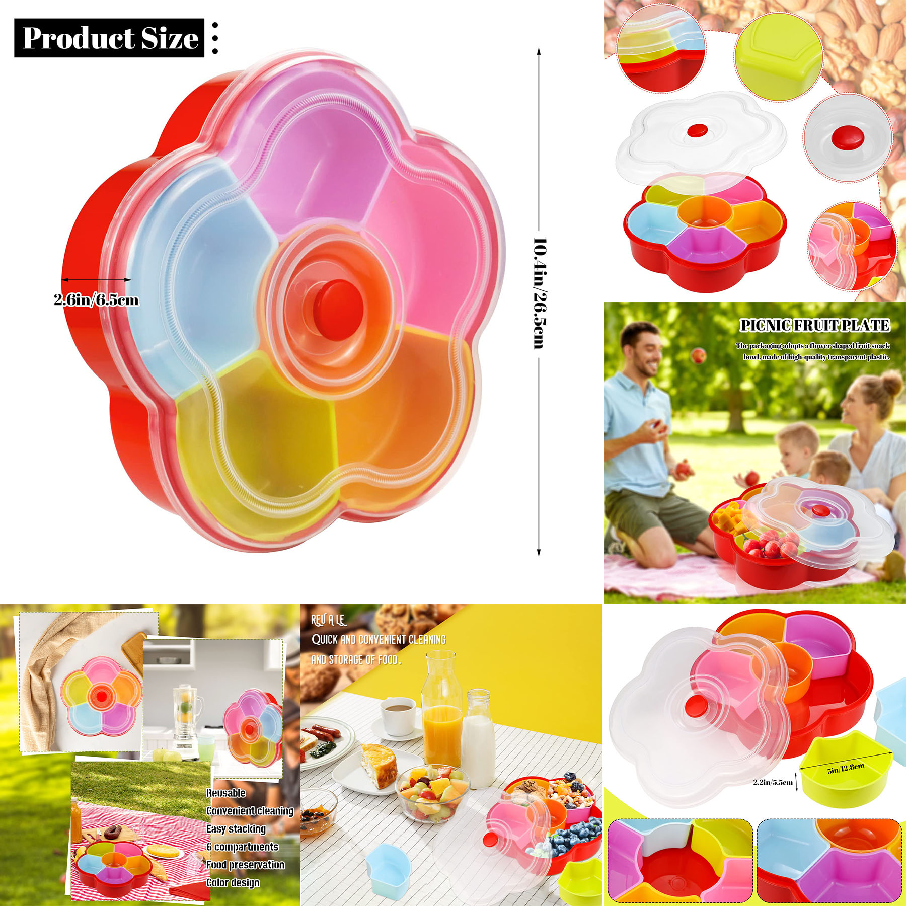 Separable Colored Flower Shaped Fruit Bowl 2