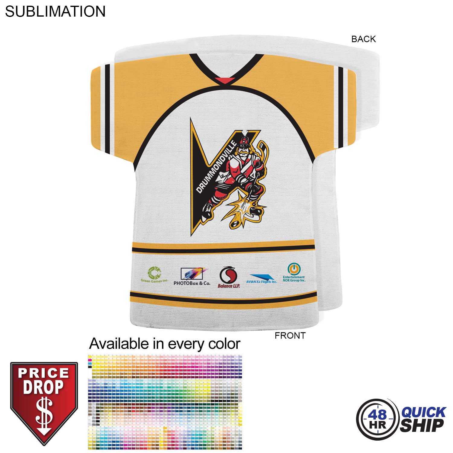 48 Hr Quick Ship - Jersey Shape Microfiber Keepsake Towel, 18x17, Sublimated Front Side 3
