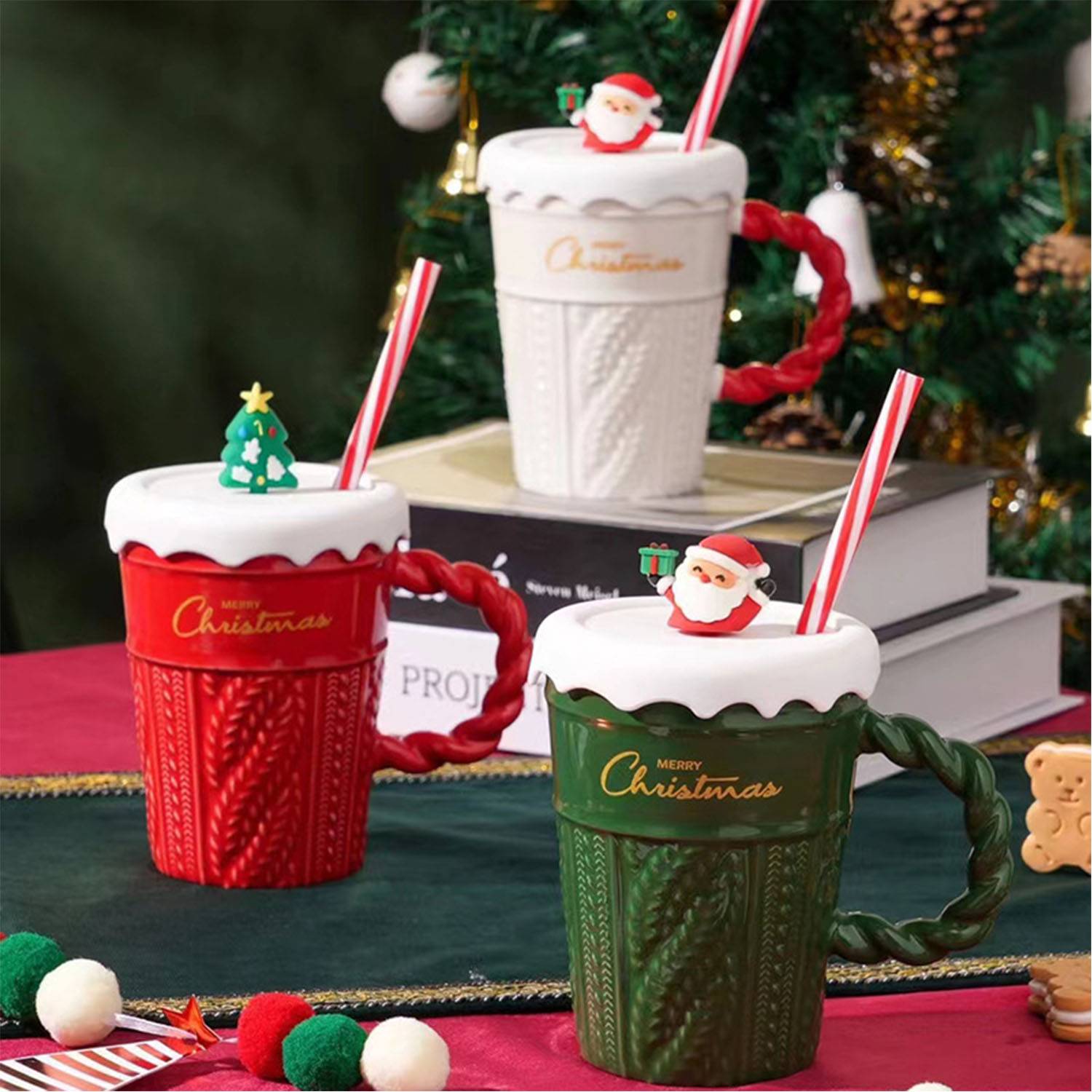 Ceramic Christmas Mug With Straws 3