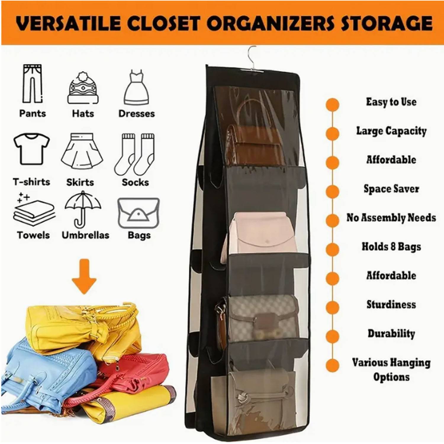 8-Mouth PVC Double-Sided Hanging Storage Organizer 6