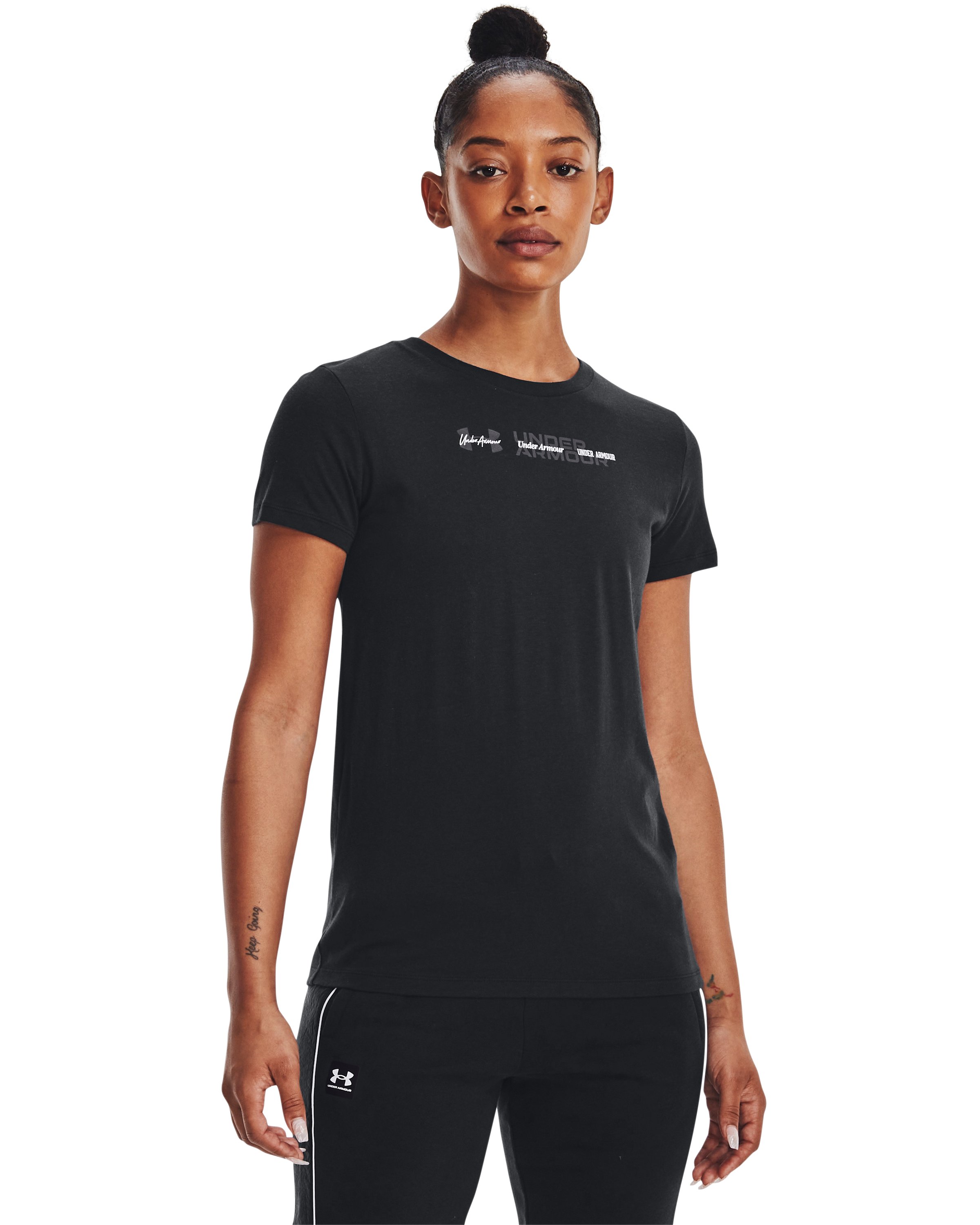 Women's UA Tonal Multi Font Short Sleeve 3