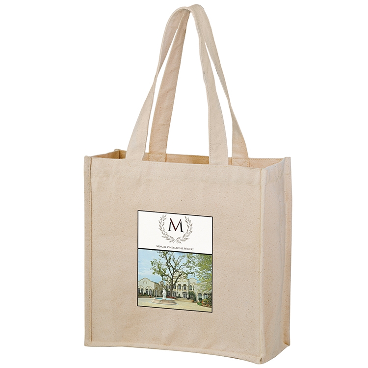 Heavyweight Cotton Canvas Tote Bag with Bottle Holders, custom tote bag with logo imprint 2