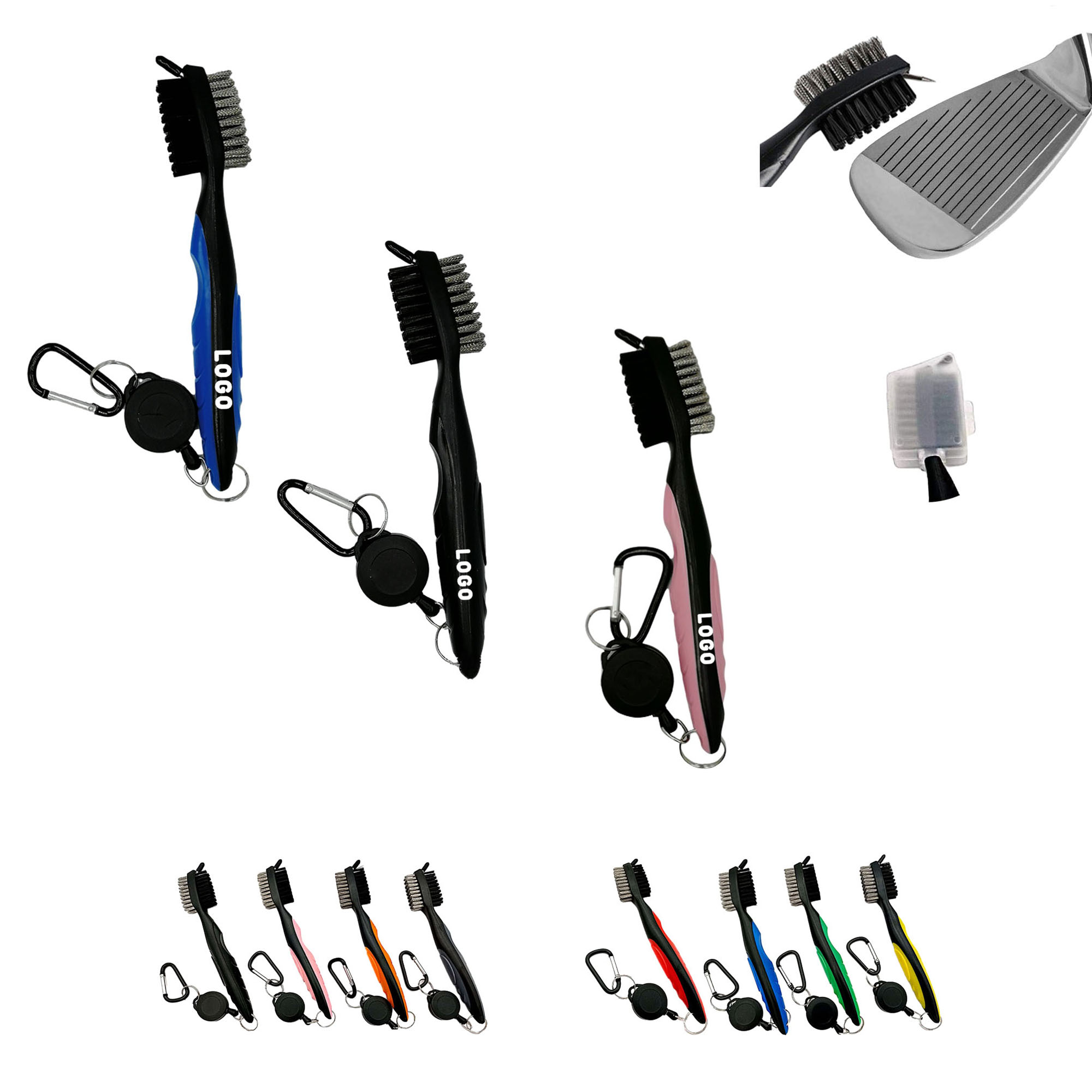 MOQ 100 pcs Golf Club Double Face Brush With Clasp 3