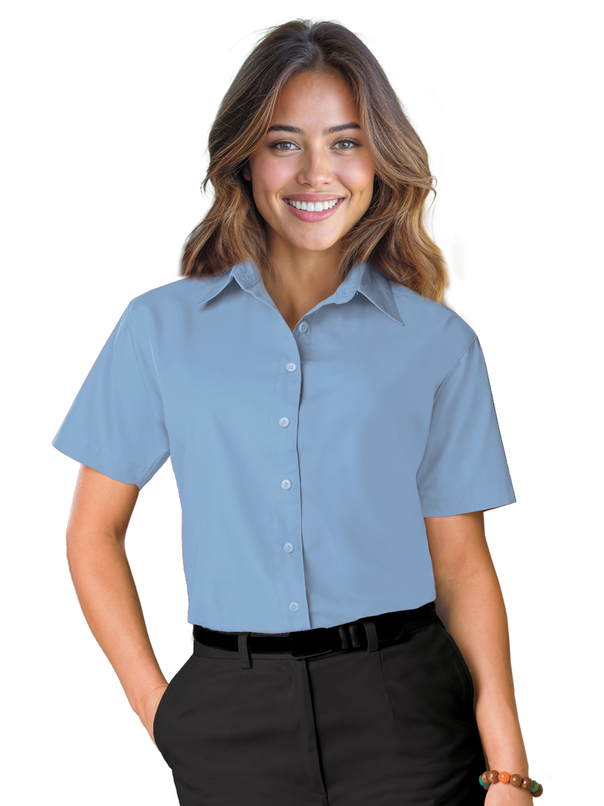 Blue Generation - Women's Pocketless Short Sleeve Poplin Shirt 25