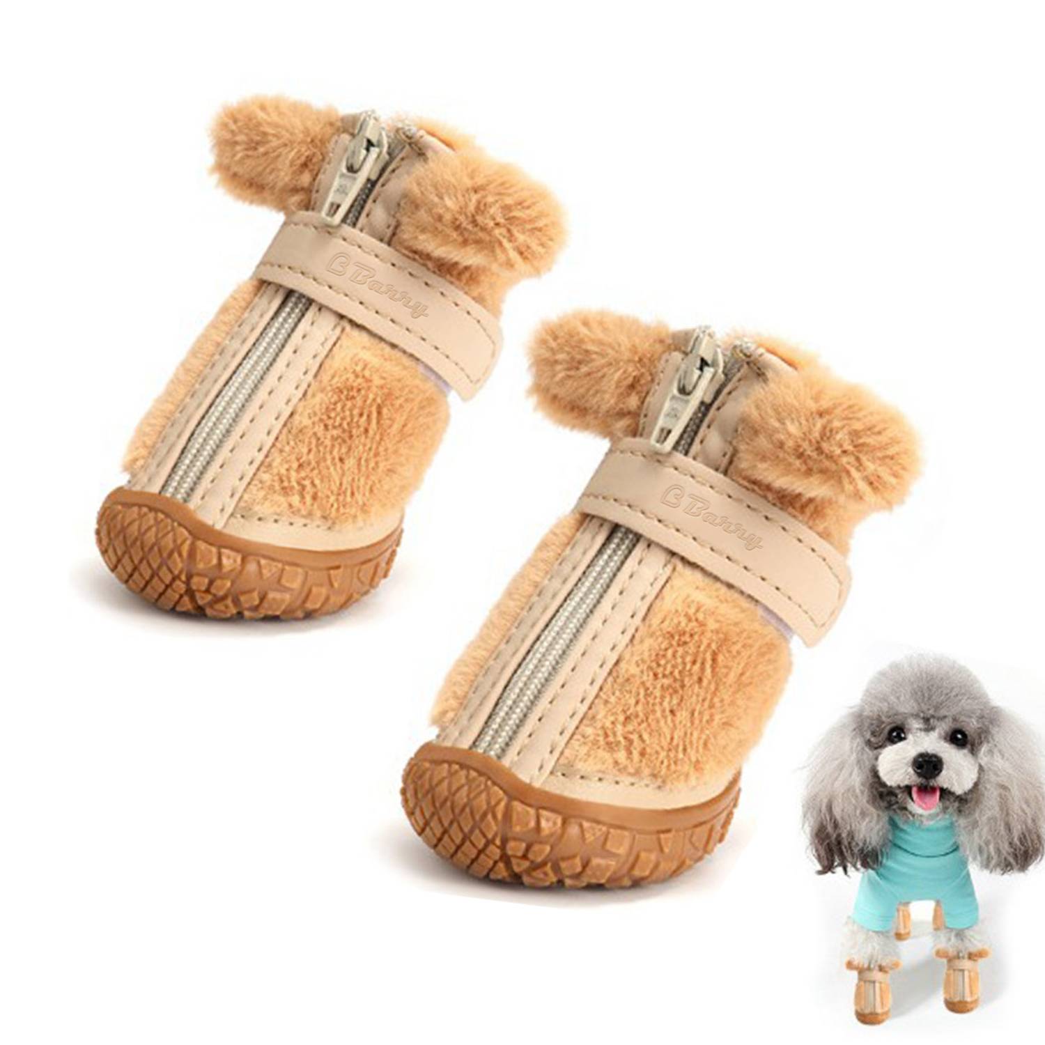 Winter plush dog shoes