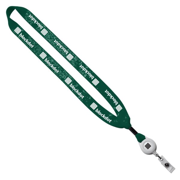 3/4" Cotton Lanyard with Metal Crimp & Retractable Badge Reel 186