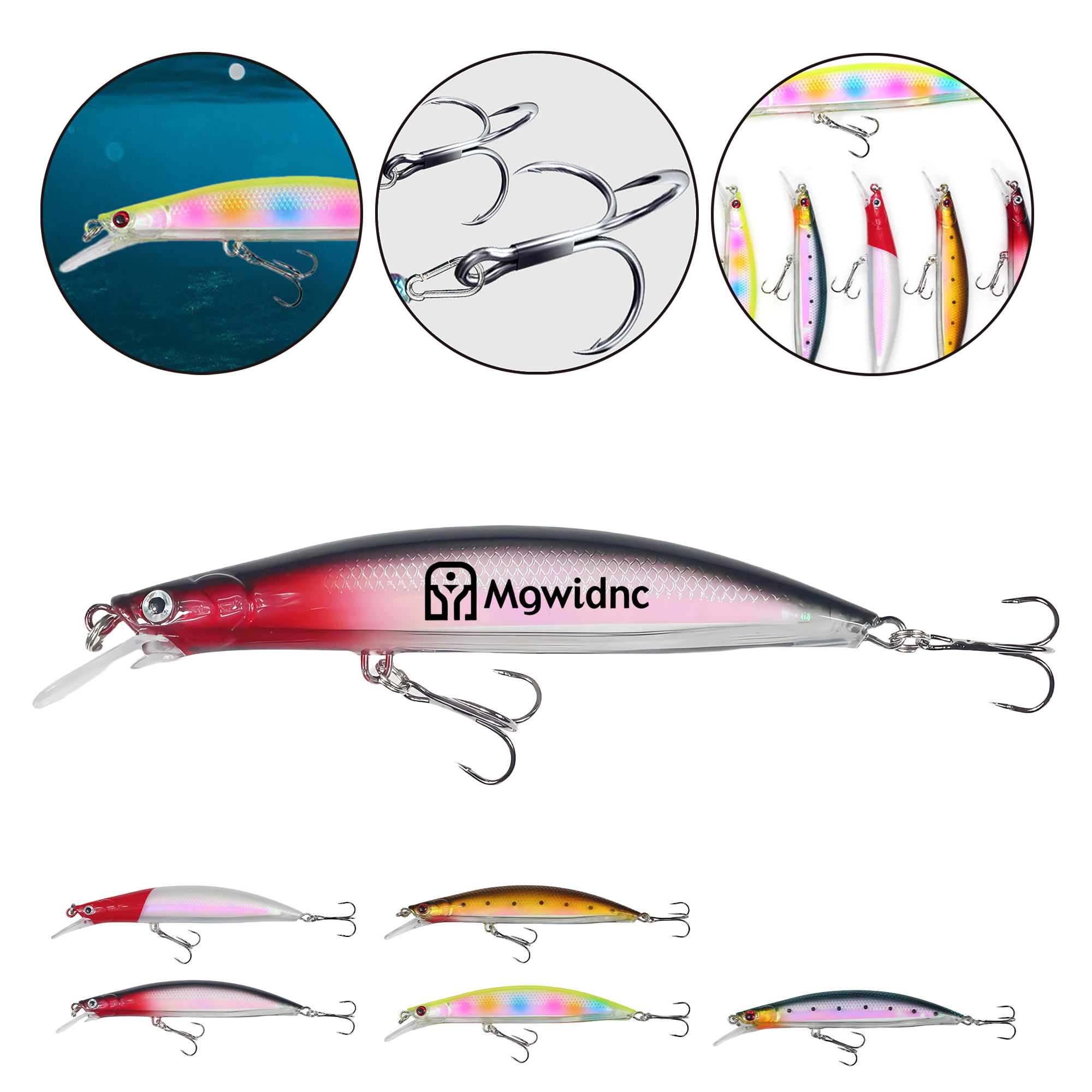 22g Laser Painted Minnow Hard Lure Bait with Sharp Hooks for Long Casting 6