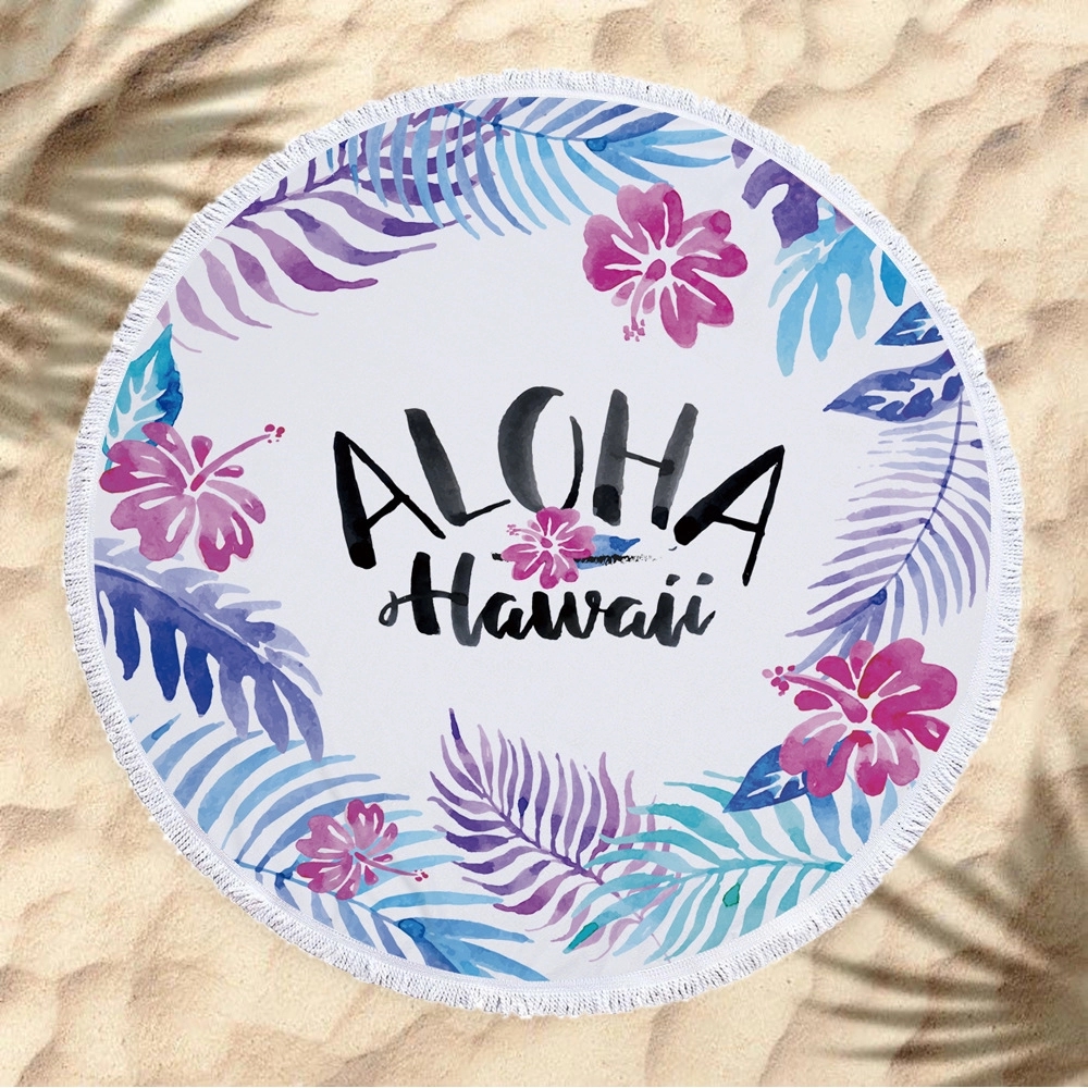 Full Color Round Beach & Picnic Towel With Fringe - 60" 3
