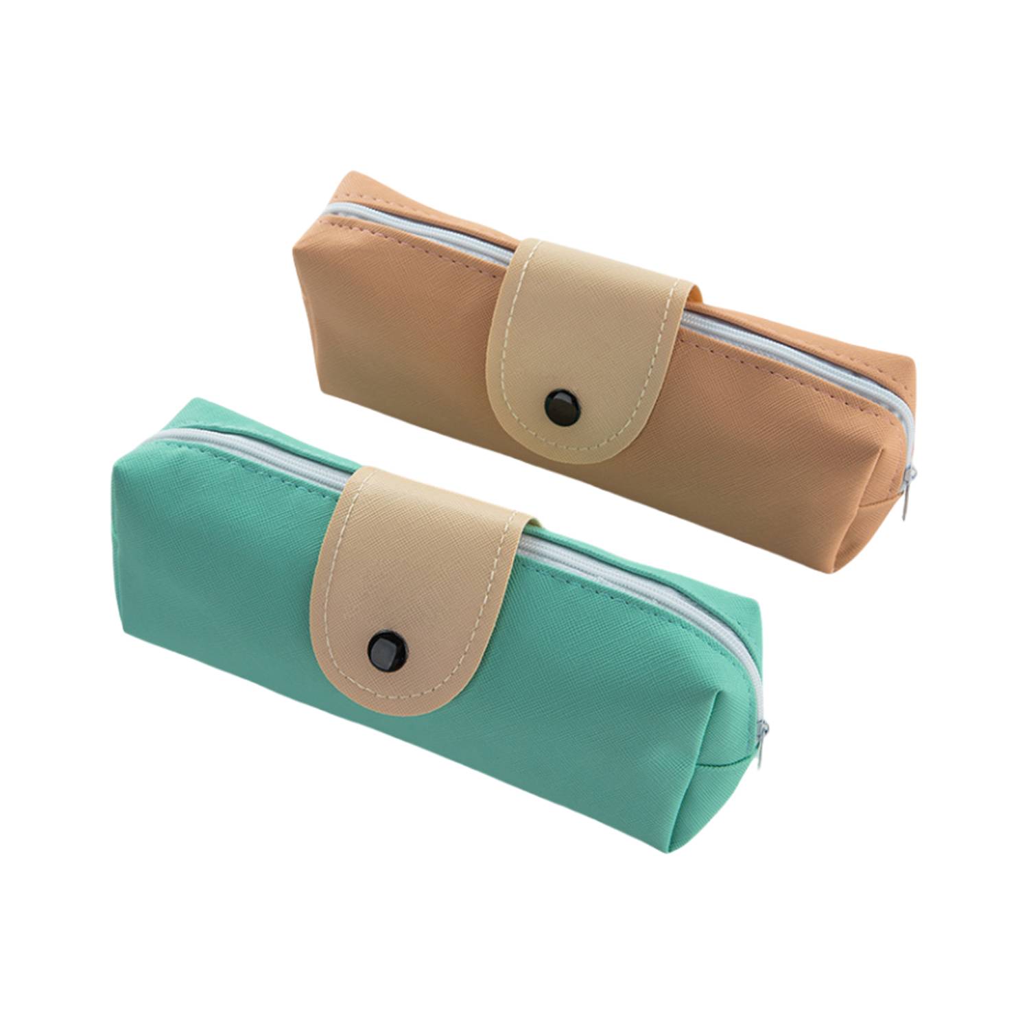 Simple button PU large capacity student stationery bag 1