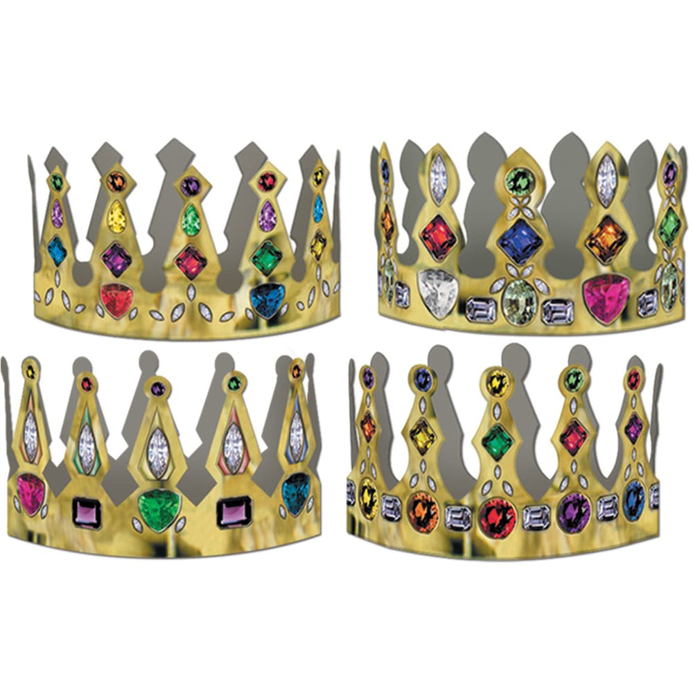 Printed Jeweled Crowns - Assorted 4" 2