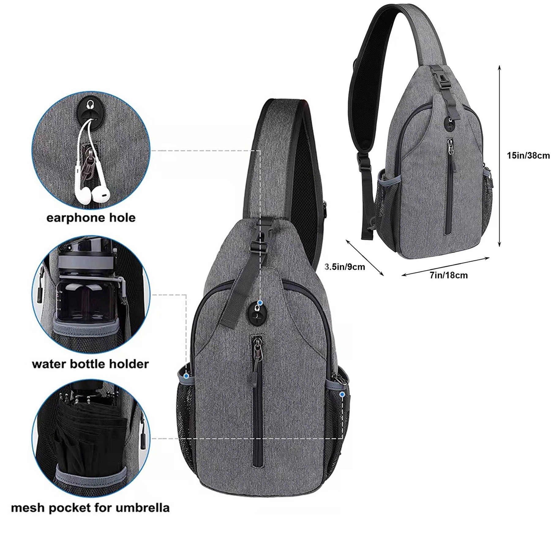 Sports Nylon Waterproof Chest Bag 3