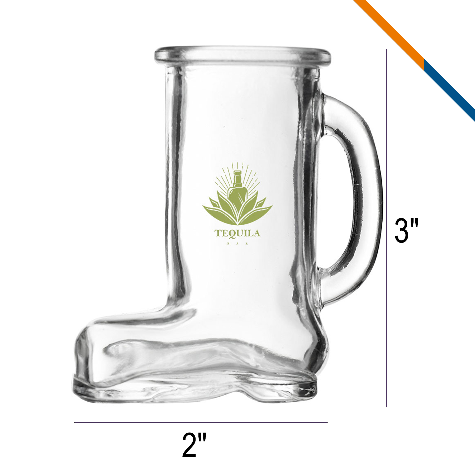 Brina Boot Shot Glasses, custom glassware with logo imprint 3