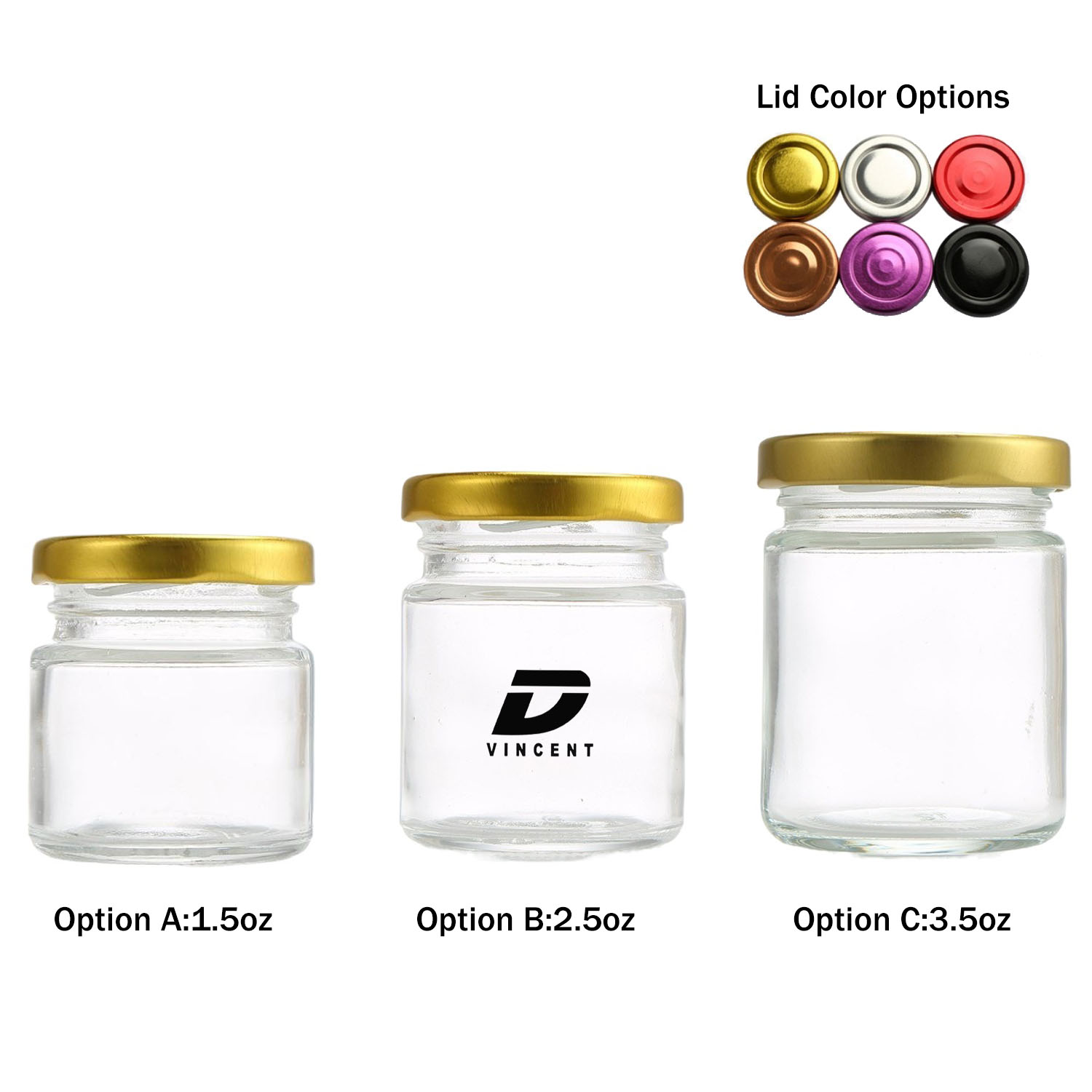 1.5/2.5/3.5oz Mini Clear Glass Storage Jar w/ Lid 6