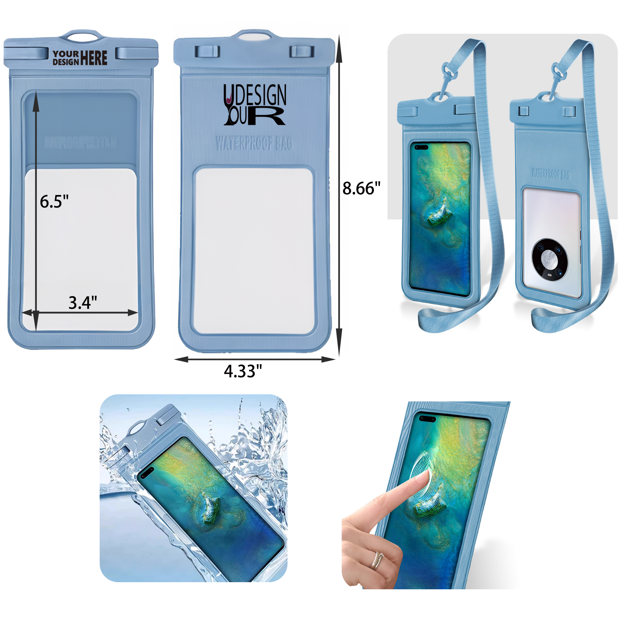 MOQ 50 PCS Transparent Lanyard Waterproof Phone Pouch 9