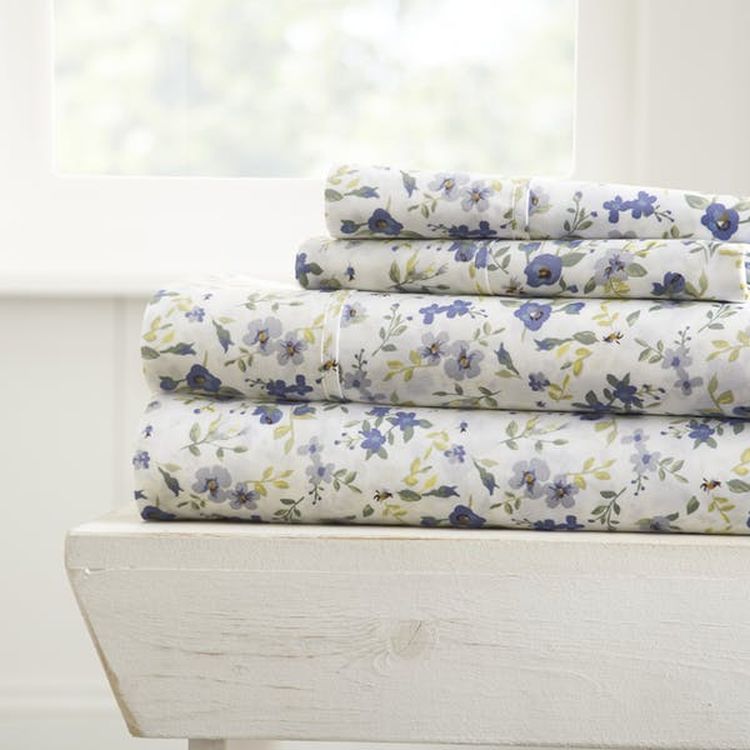 Premium Sheet Sets - Blue Blossoms Cali King 4 Piece 2