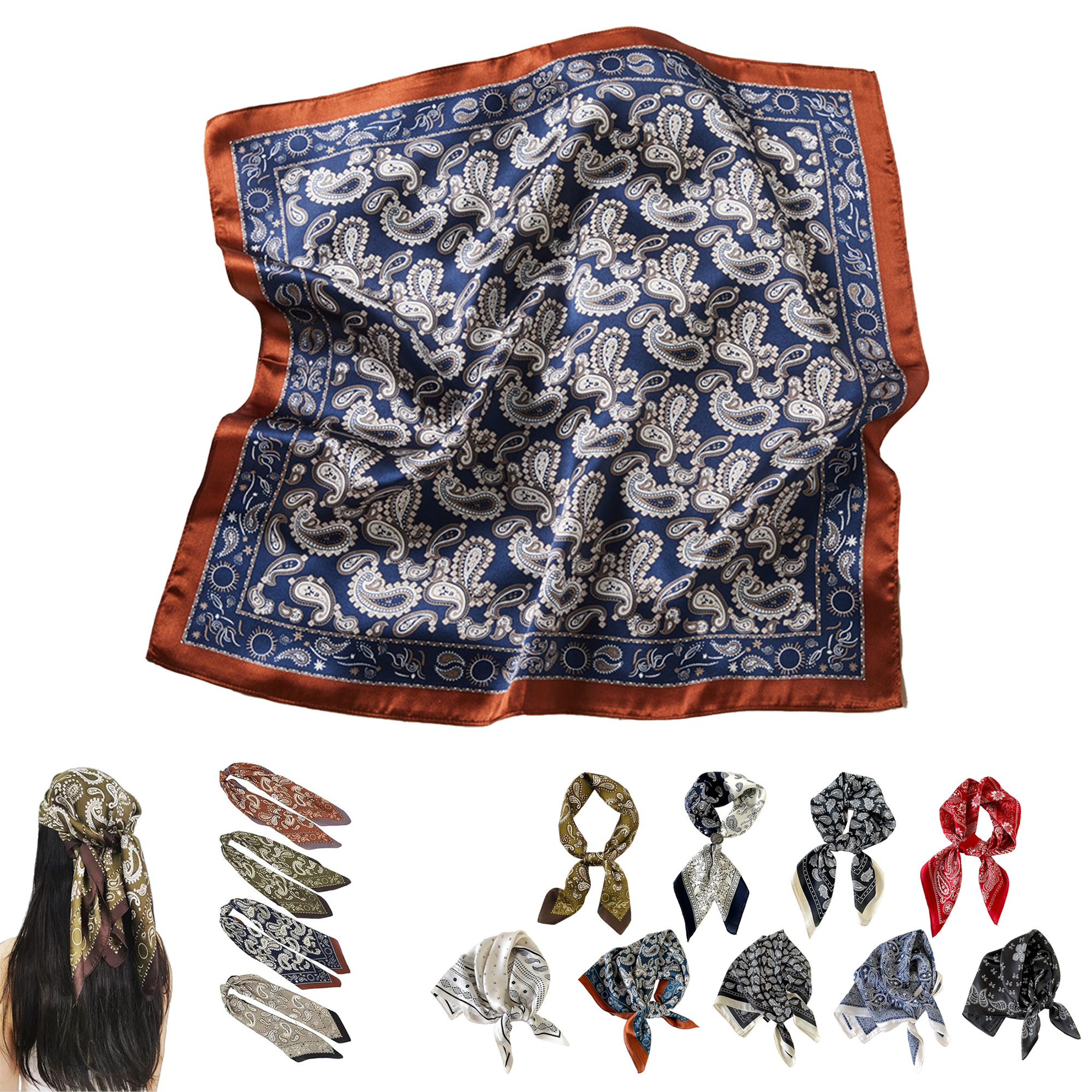 MOQ 50 Square Satin Head Scarf 3