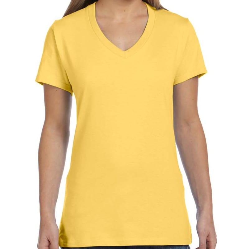 Hanes Ladies 4.5 Oz., 100% Ringspun Cotton Nano-T® V-Neck T- 4