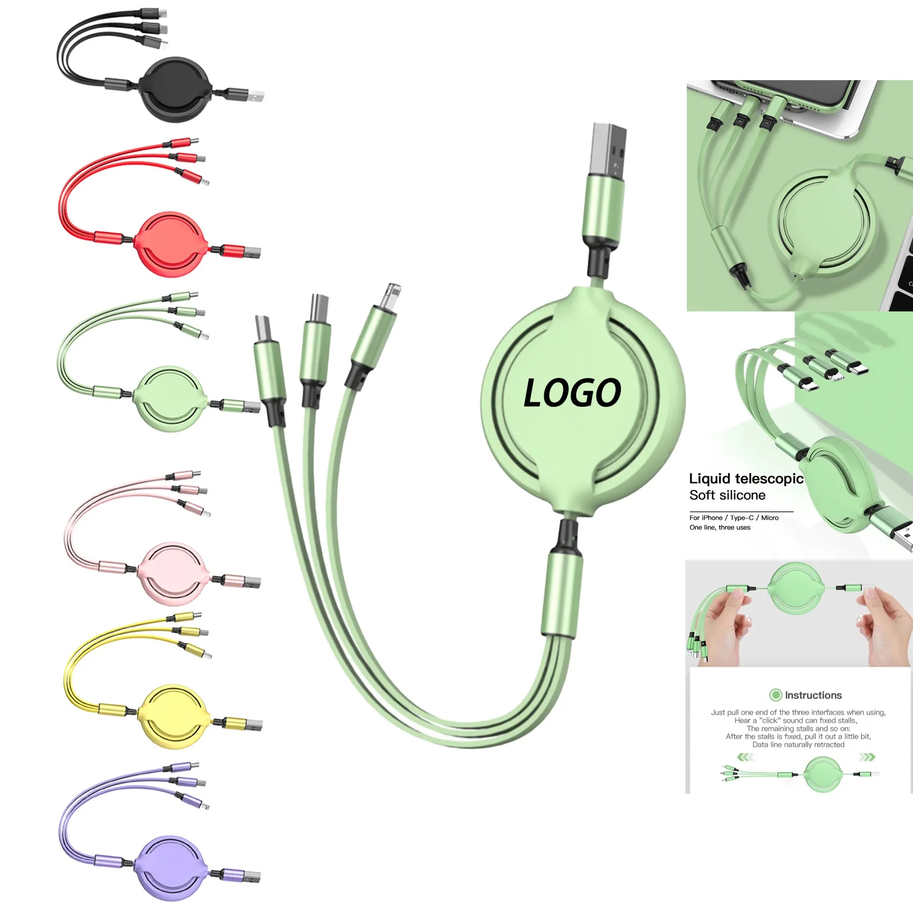 Retractable 3-in-1 SuperSpeed USB Charging Cable 6