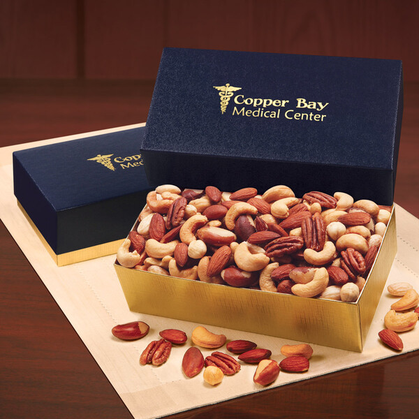 Deluxe Mixed Nuts in Navy & Gold Gift Box