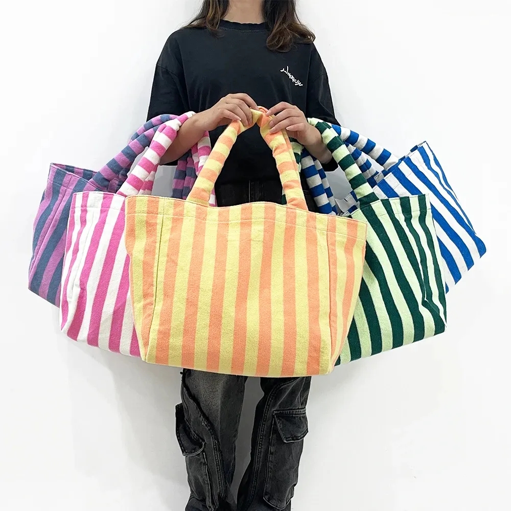 Custom Terry Tote Bag Large, custom tote bag with logo imprint 3