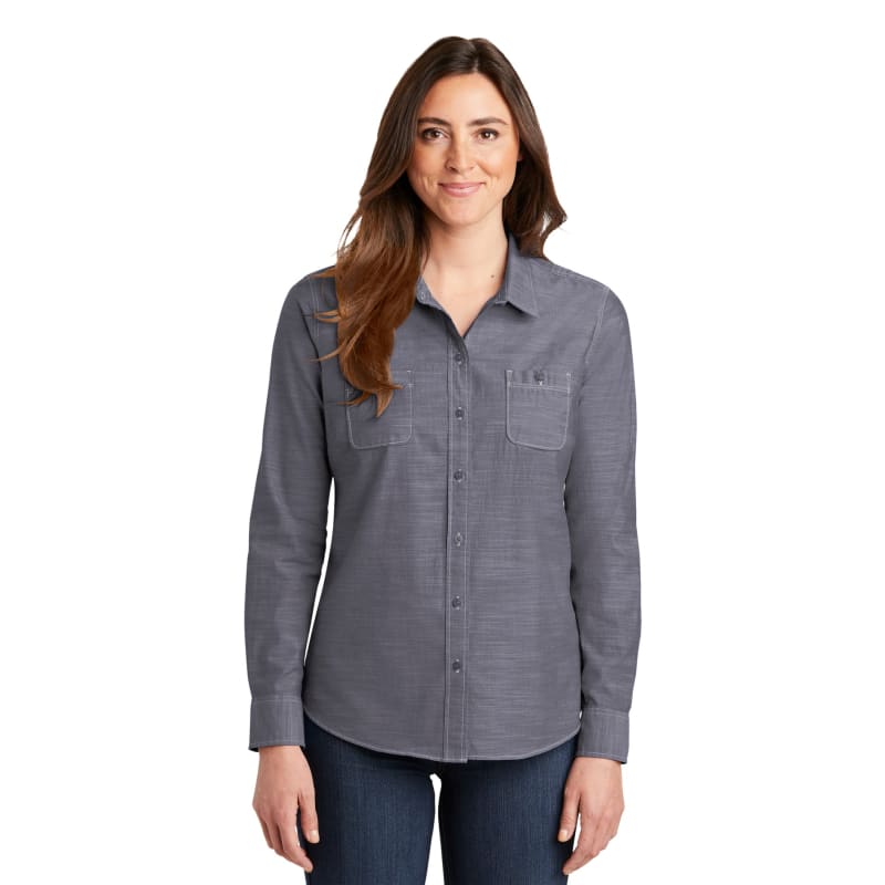 Port Authority Ladies Slub Chambray Shirt. 2