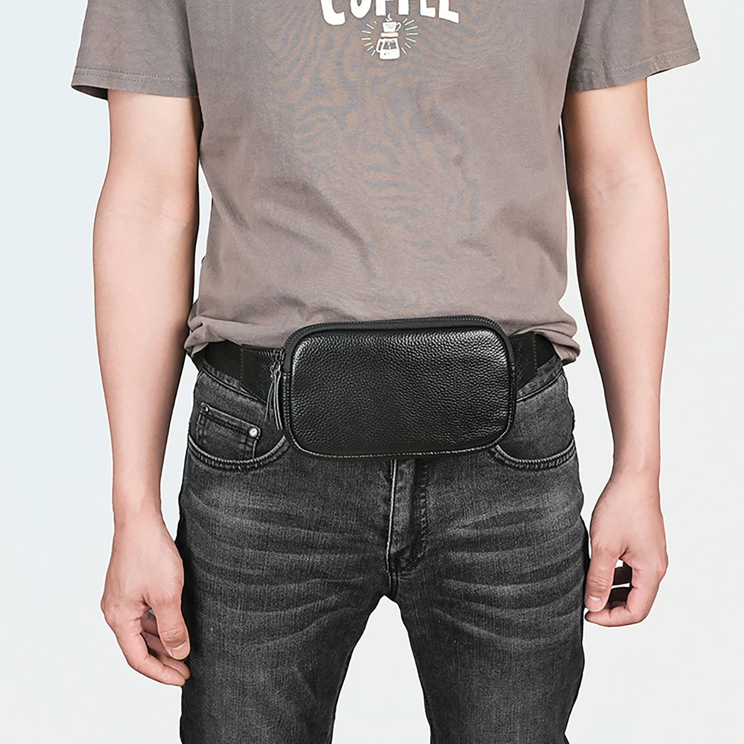 Men'S Genuine Leather Adjustable Waist Bag 7