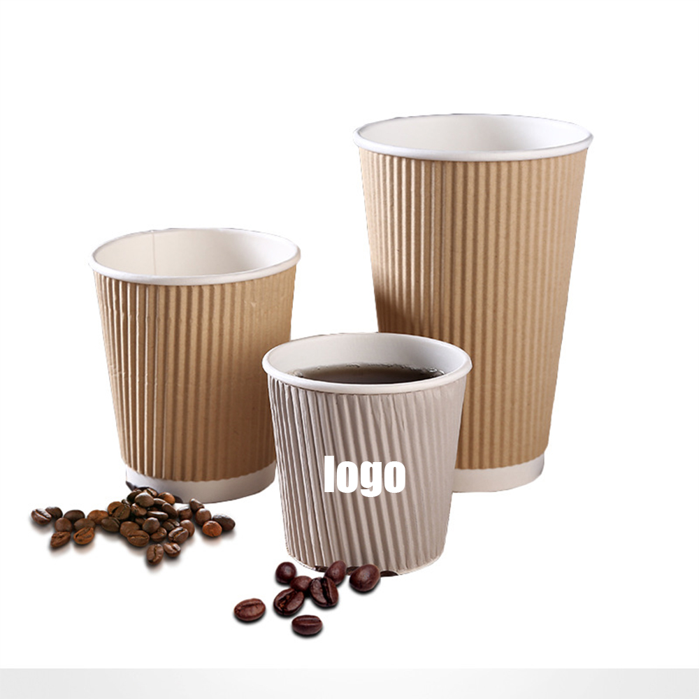 Disposable double layer corrugated paper cup, hot drink cup, carrying lid 3
