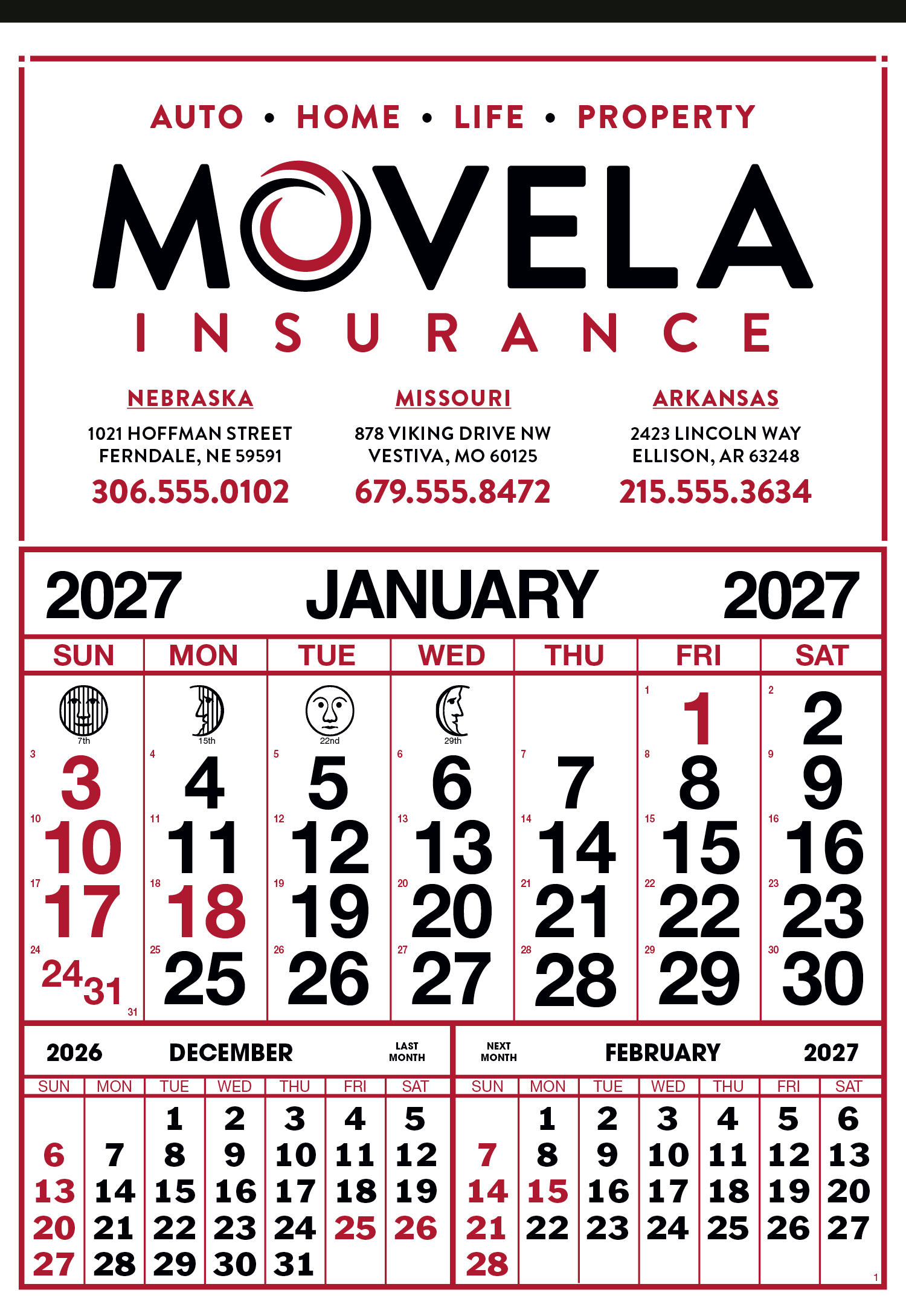 Skinner & Kennedy® Commercial 12-Sheet Calendar 22