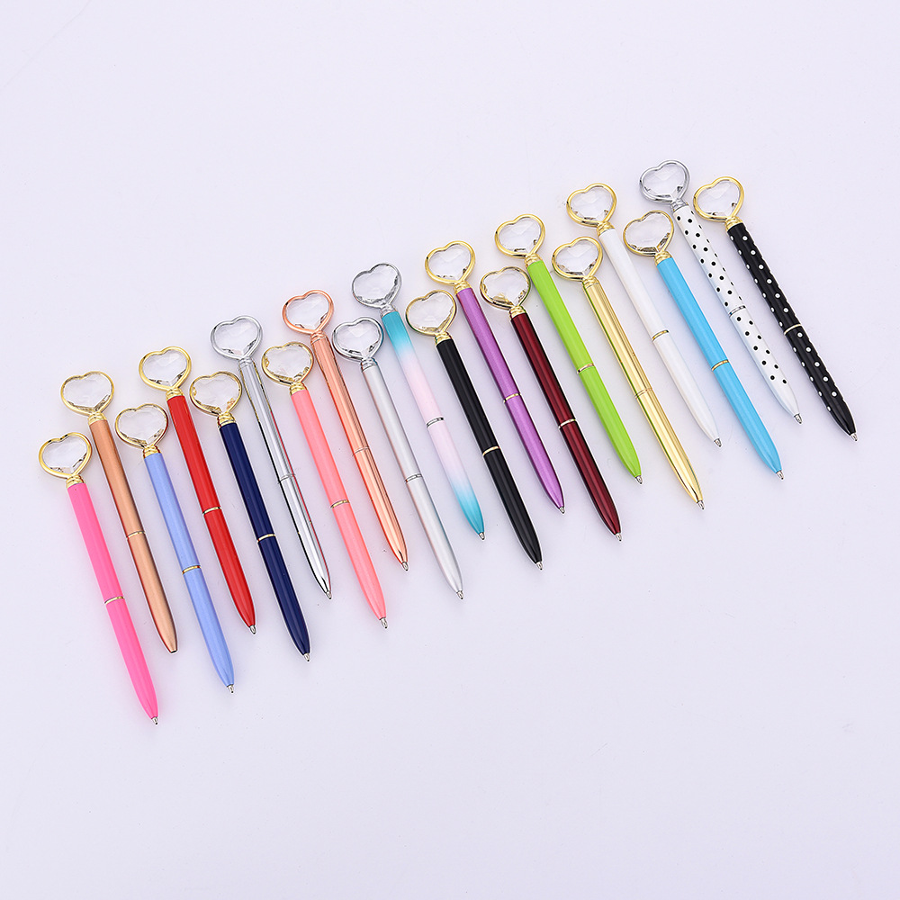 Metal Ball Pen with Heart Shape Crystal Diamond 2
