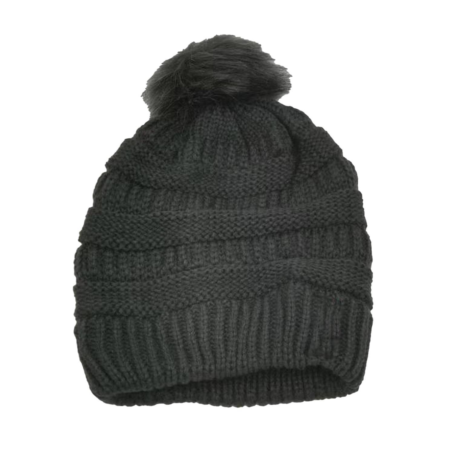 Custom Knitted Multiple Color Blend Pompom Beanie Winter Hat 6