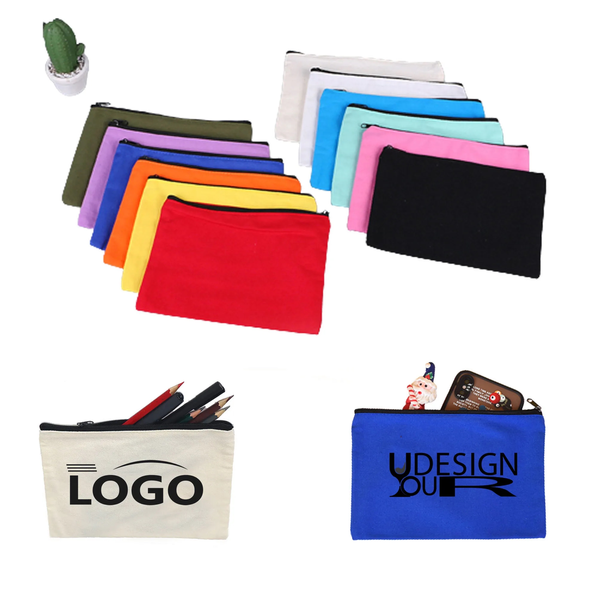 Multipurpose Canvas Zipper Bag, custom tote bag with logo imprint 2