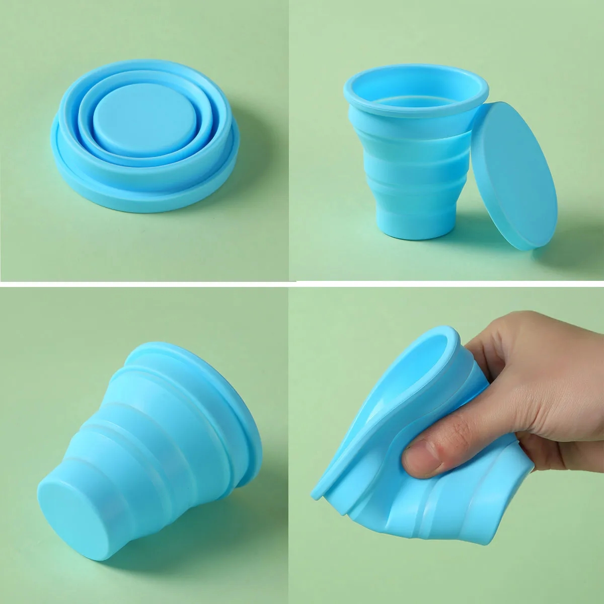 5.75oz Portable Outdoor Camping Foldable Silicone Water Cup 3