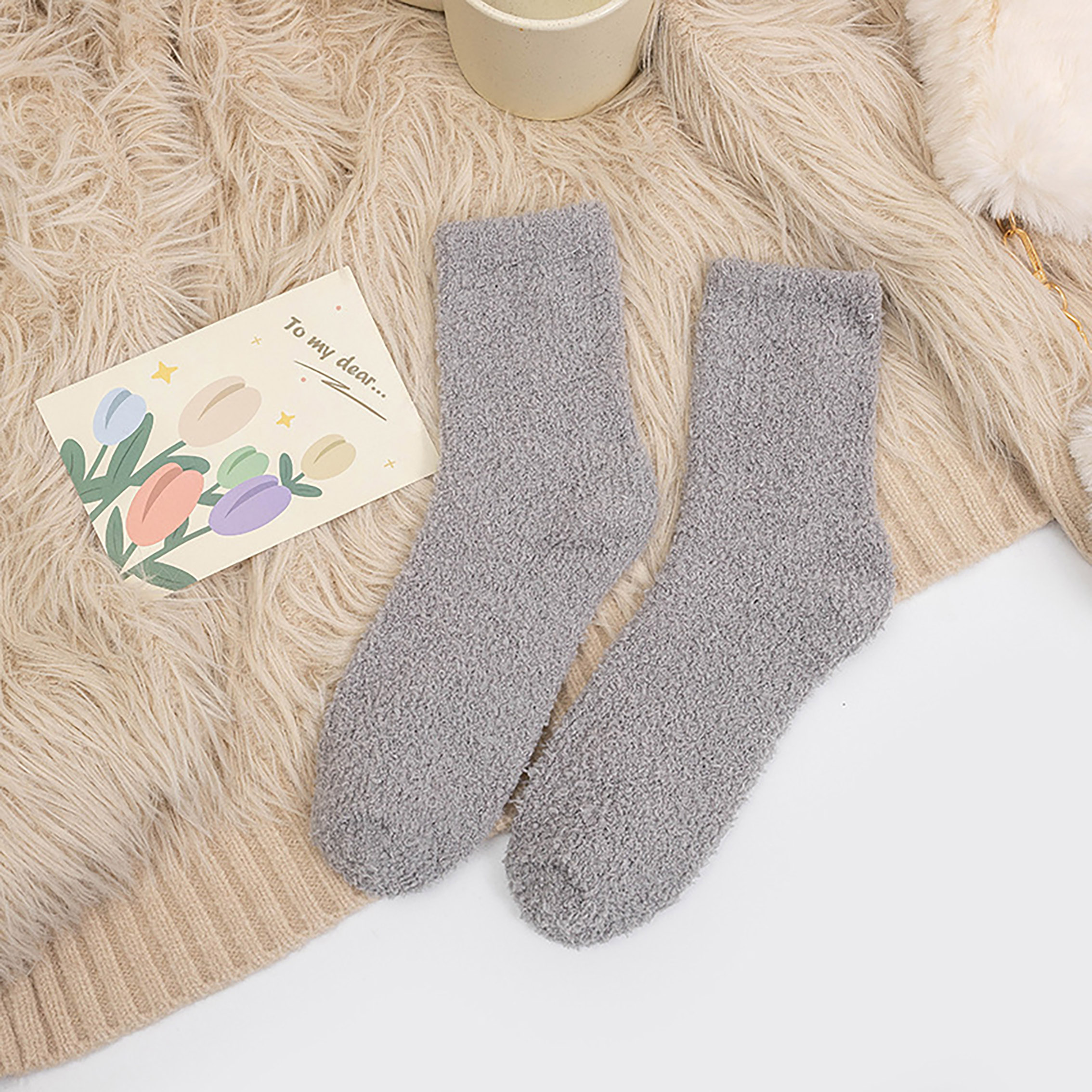 SOFT FUZZY SOCKS WITH FULL COLOR PATCH 10