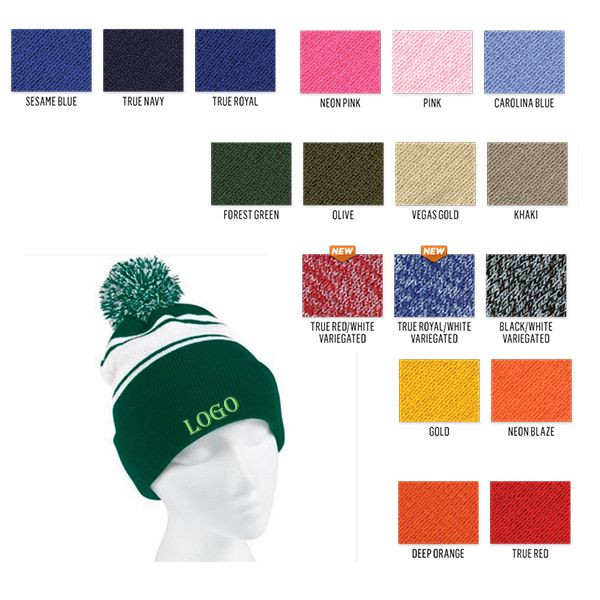 Knit Pom Beanie W/ Cuff 10
