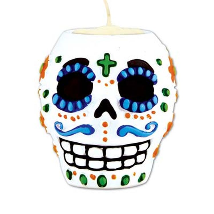 Day Of The Dead Male Skull Tea Light Holder