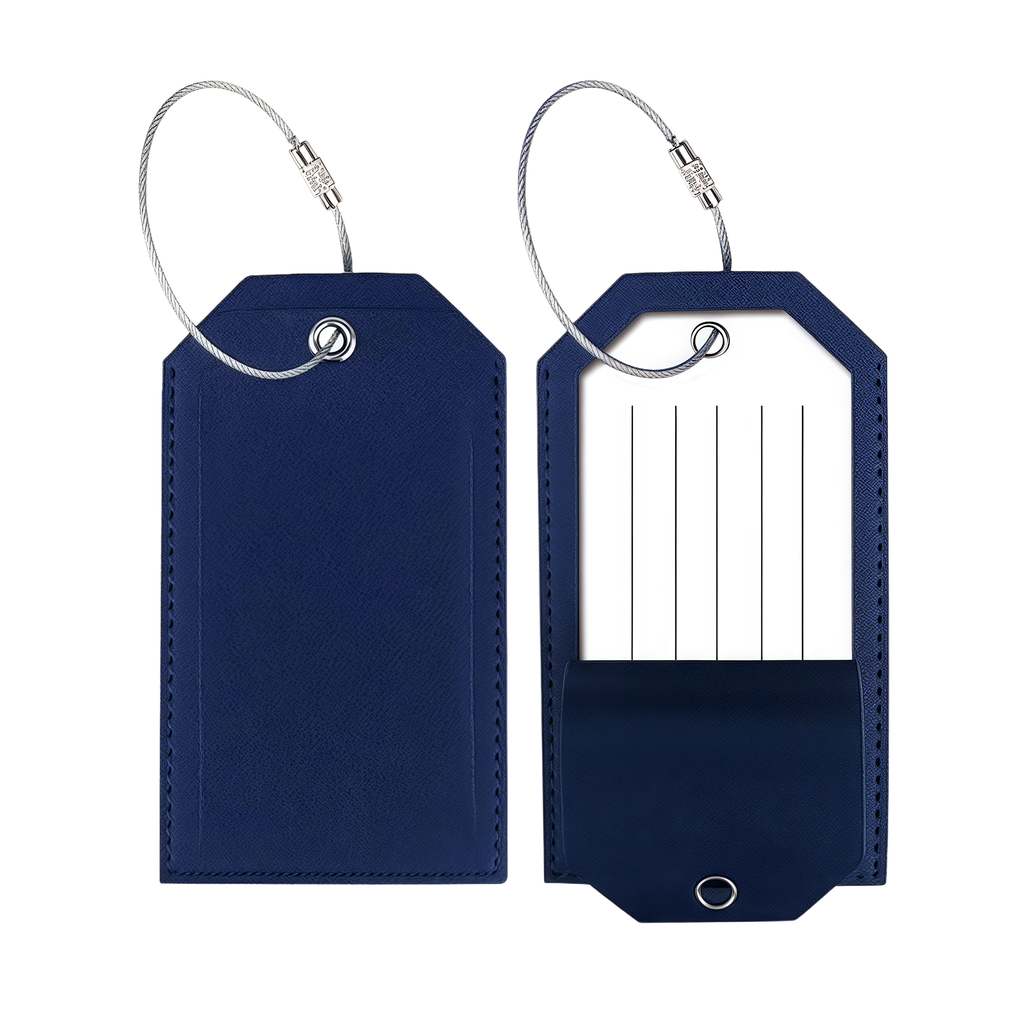 Metal Lanyard Leather Luggage Tag 3