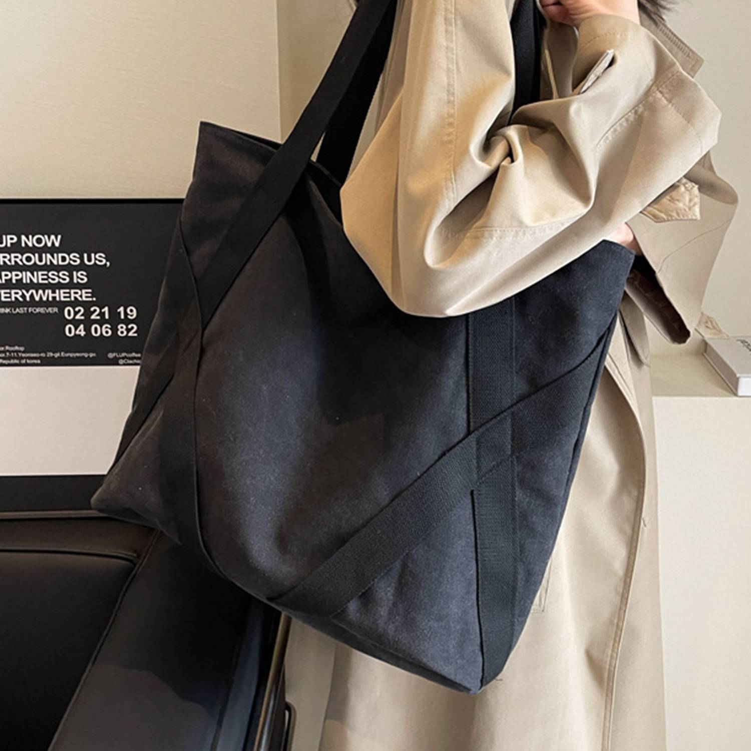 Travel Reusable Canvas Tote Bag Daily Shoulder Handbag 5