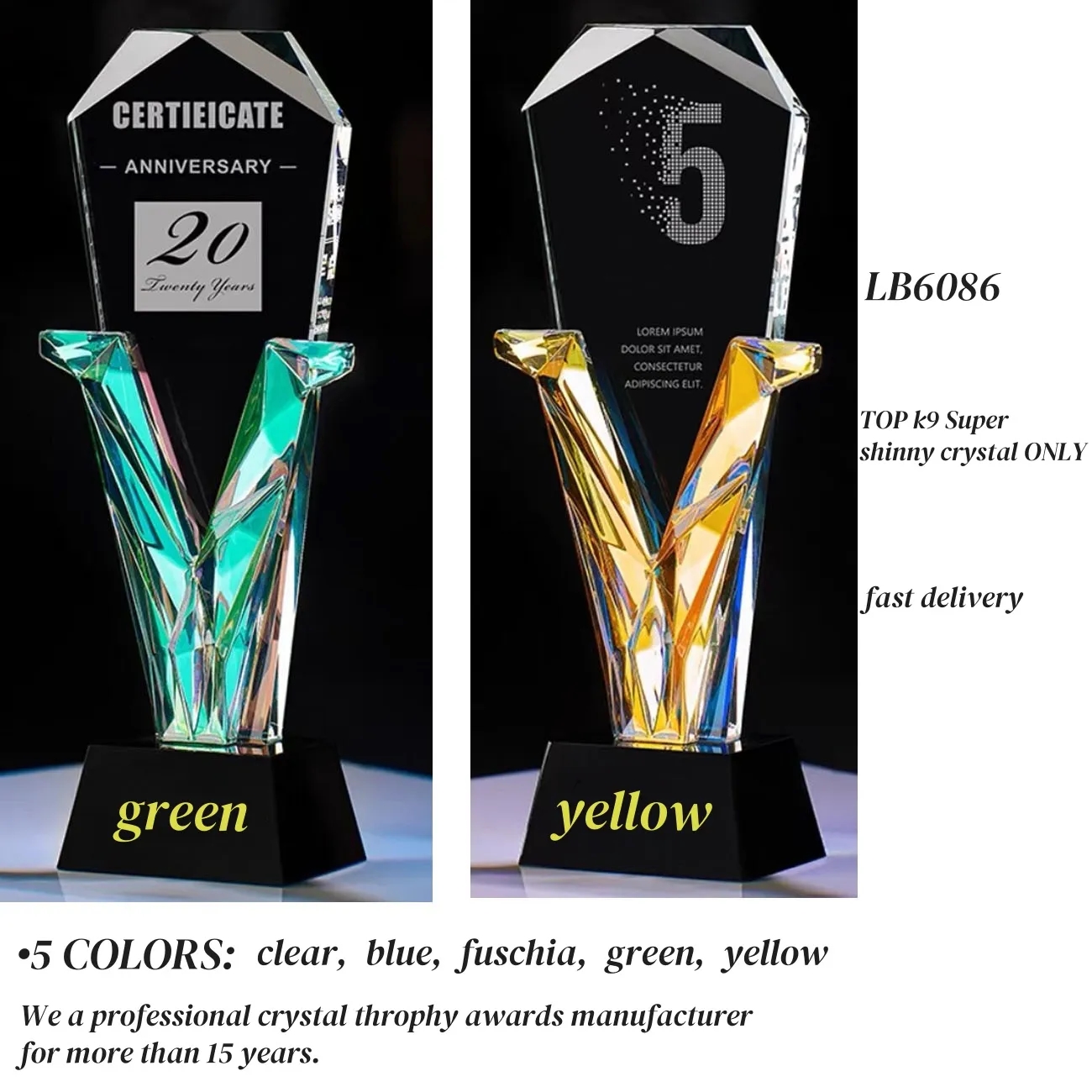 Sparkling Rainbow Crystal Throphy Award Engraved Gifts 4
