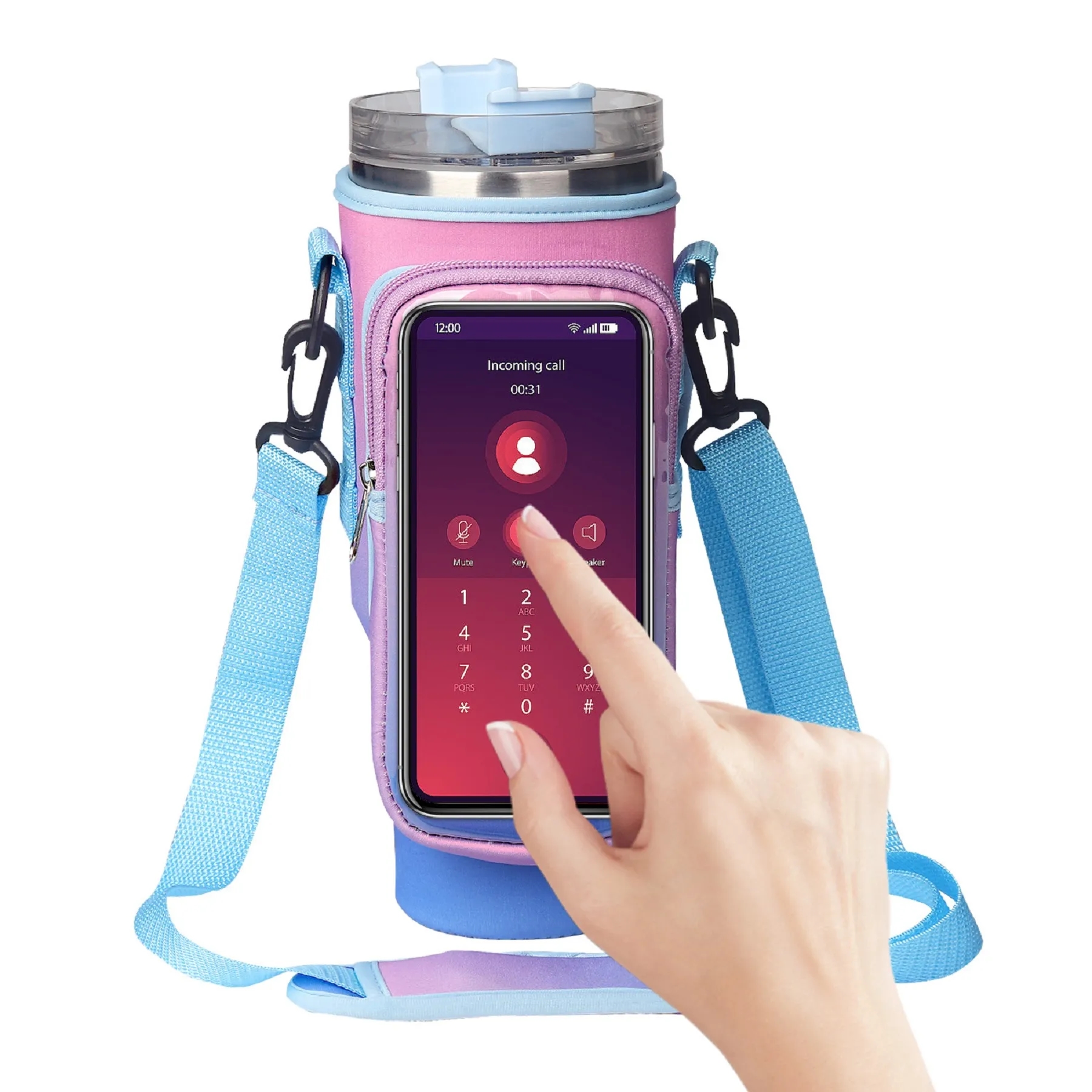 40 Oz. Neoprene Tumbler Sleeve with Touchscreen Phone Bag 10