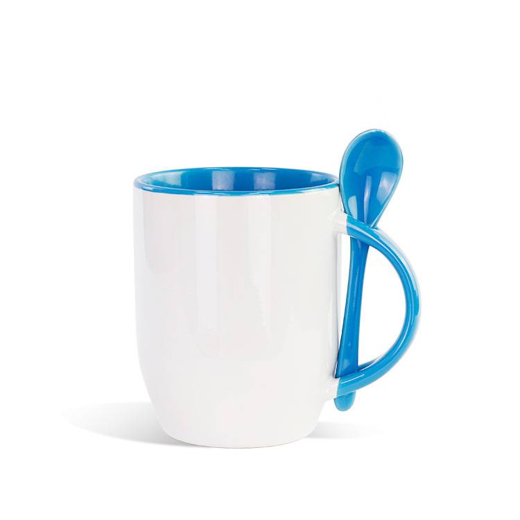 11 Oz. Two-Tone Ceramic Cup Coffee Mug With Spoon 4