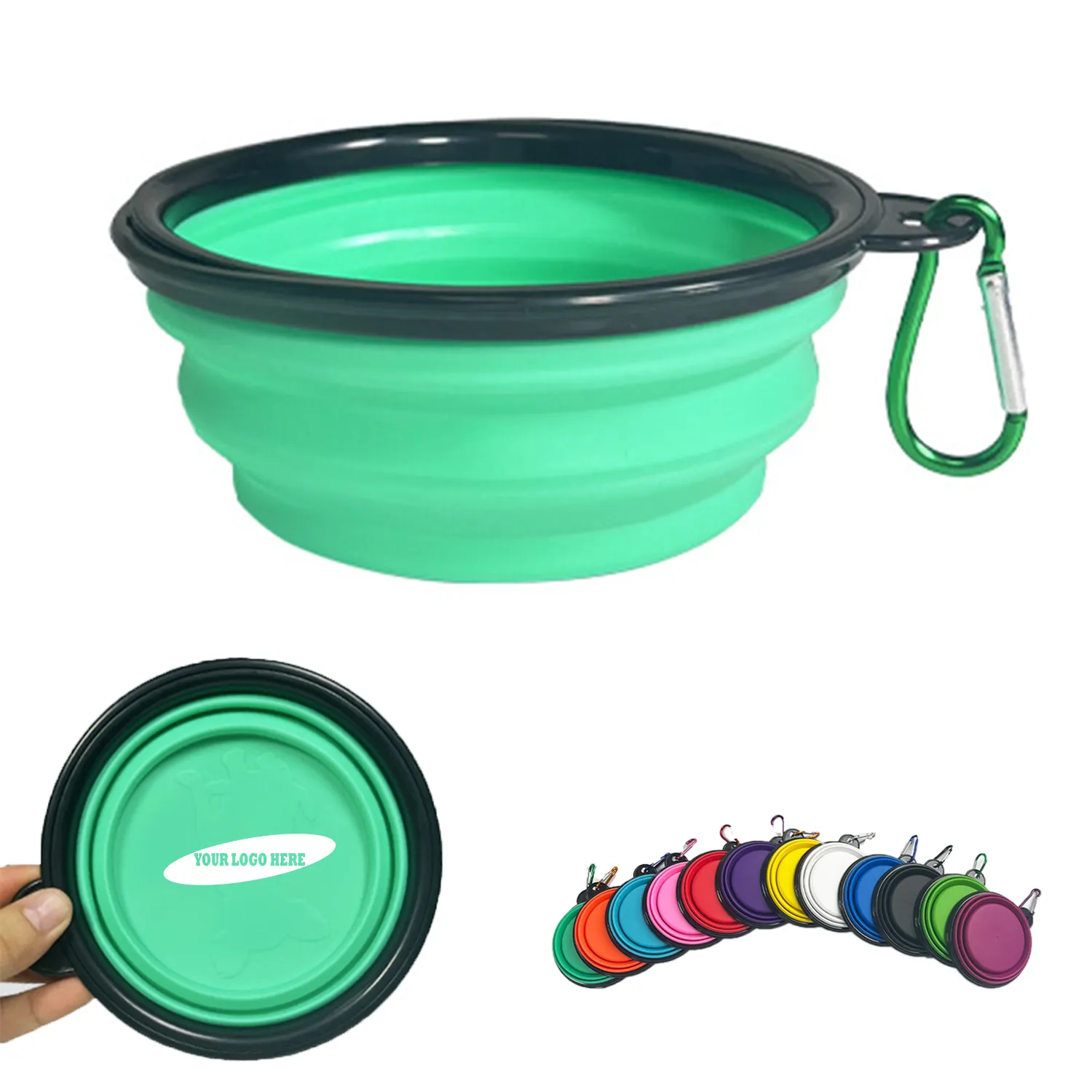 33.8oz TPE Foldable Pet Bowl with Climbing Buckle
