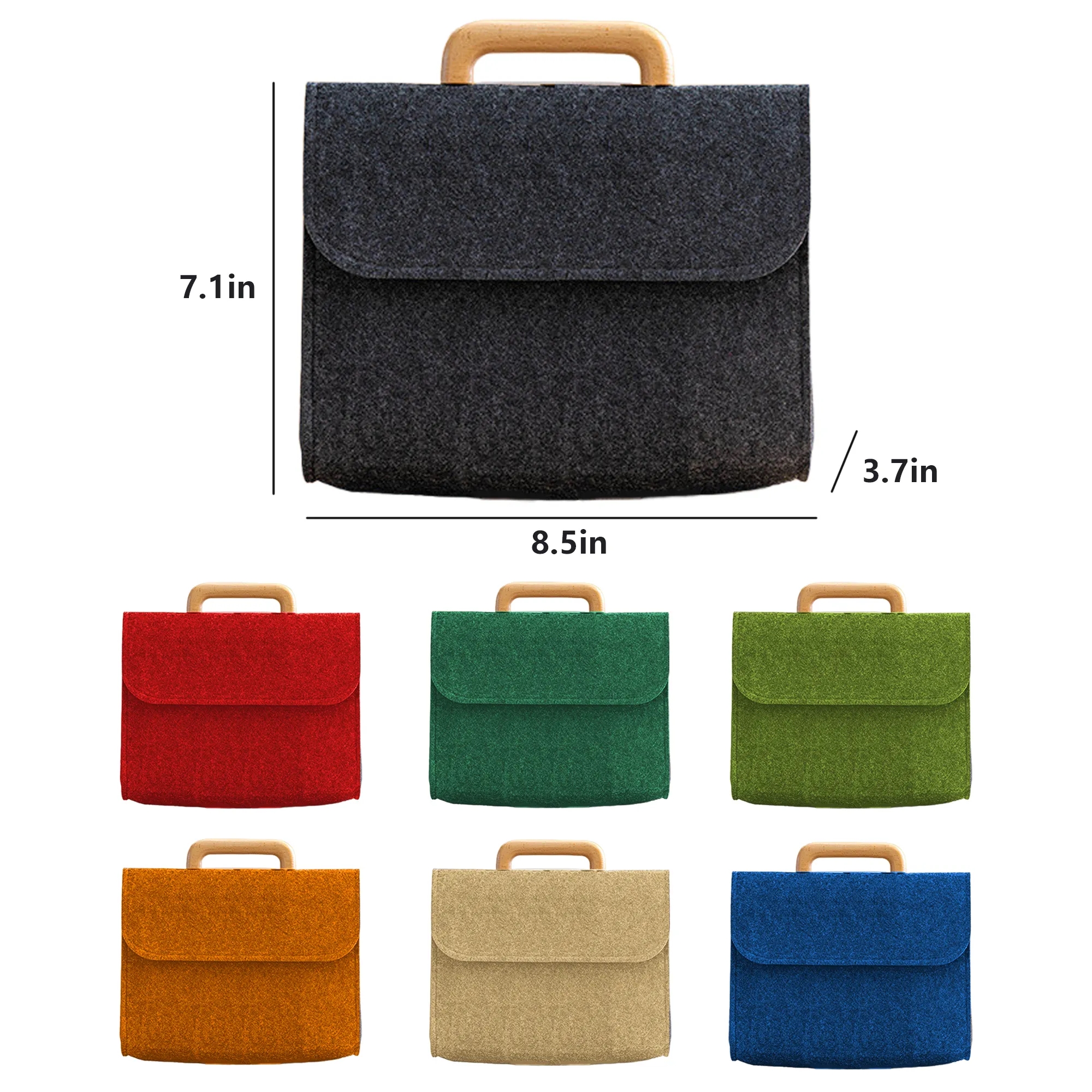 Felt Tote Bag With Wooden Handles 2