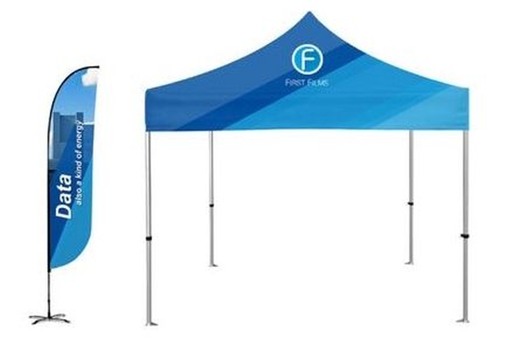 Standard Canopy Kit - 10'x10' Hex Aluminum Frame Tent & 12' Feather Flag 4